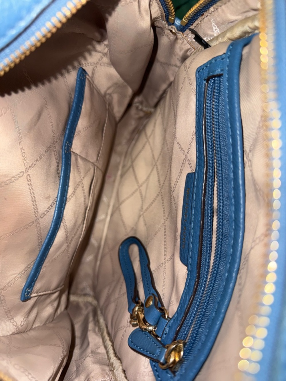 Michael Kors Sky Blue Pebbled Leather Backpack with Gold Hardware - Picture 4 of 7